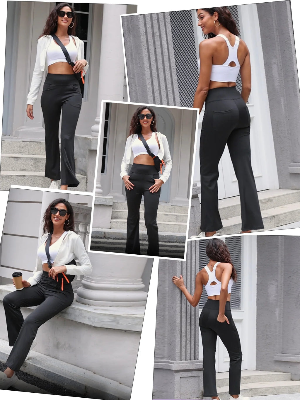 Womens Yoga Pants Flare Legging with Pockets Bootcut High Waist Lightweight Bottoms Workout Activewear Green M